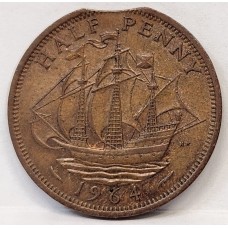 SOUTH AFRICA 1964 . HALF 1/2 PENNY . ERROR . CLIPPED BITTEN EDGE
